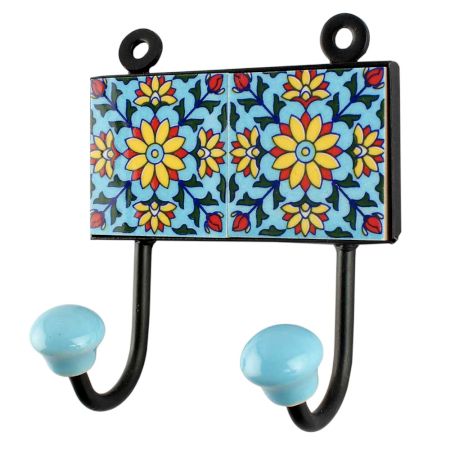 Sunflower Cewramic Tile Hook in Yellow